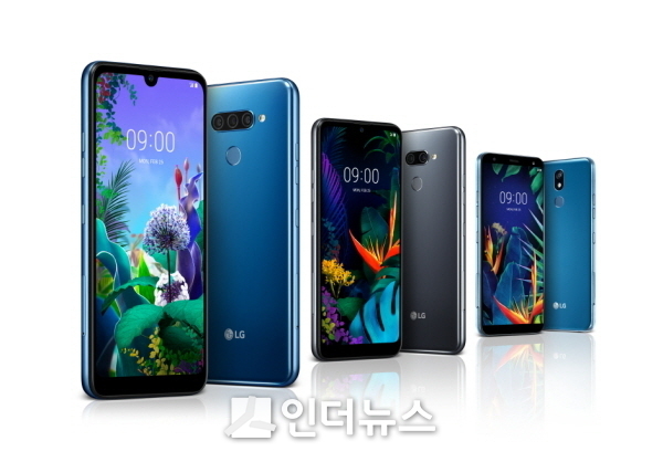 LG전자 Q60·K50·K40(왼쪽부터) 스마트폰. Image @ LG전자