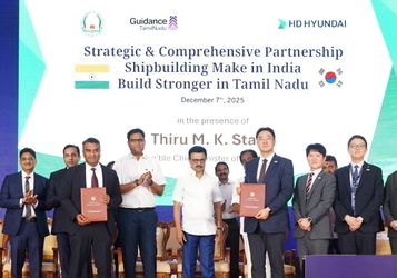 HD현대, 인도 내 신규 조선소 설립 타진…타밀나두주와 업무협약