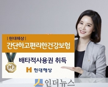 현대해상(대표이사 이철영·박찬종)은 간편심사 보험 ‘간단하고편리한건강보험’이 상품의 독창성과 우수성을 인정받아 3개월 간의 배타적사용권을 획득했다고 2일 밝혔다.