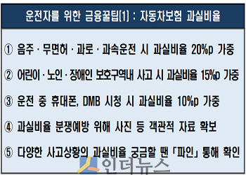 자동차보험 과실비율 금융꿀팁.(출처: 금융감독원)