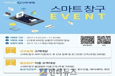 신한생명(대표 이병찬)은 오는 30일까지 ‘신한생명 스마트창구’ 어플리케이션을 이용하는 고객들을 대상으로 경품 증정 이벤트를 진행한다고 10일 밝혔다.