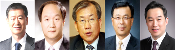 왼쪽부터 김홍진, 박시환, 백태승, 양동훈, 허윤 신임 사외이사 후보들.