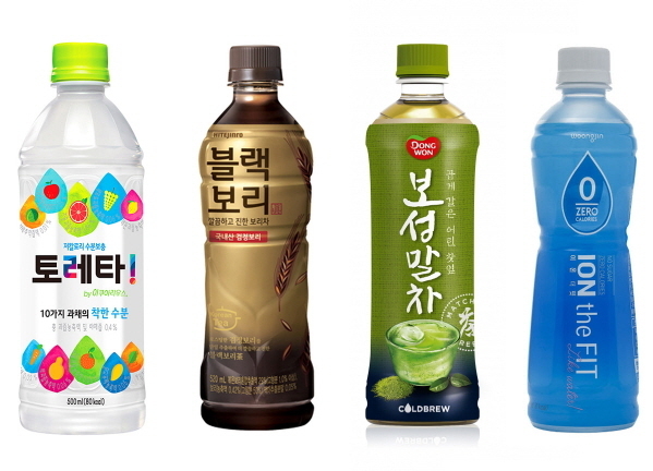 왼쪽부터 코카-콜라의 토레타, 하이트진로음료의 블랙보리, 동원F&B의 보성말차, 웅진식품의 이온더핏.