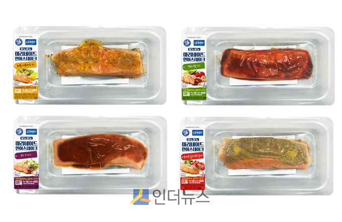 22일 신세계푸드(대표이사 최성재)는 노르웨이 수산기업 리로이(LEROY)와 공동 개발한 ‘보노보노 마리네이드 연어스테이크’ 4종을 선보인다. 