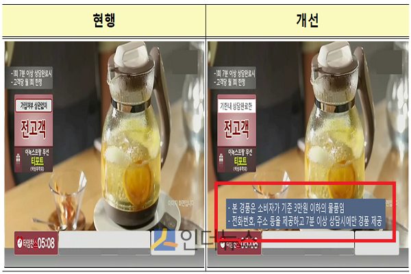 경품가액 3만원 넘지 않는다는 사실을 본 방송 중 경품 안내 때 명확히 표시.(출처: 금융위)