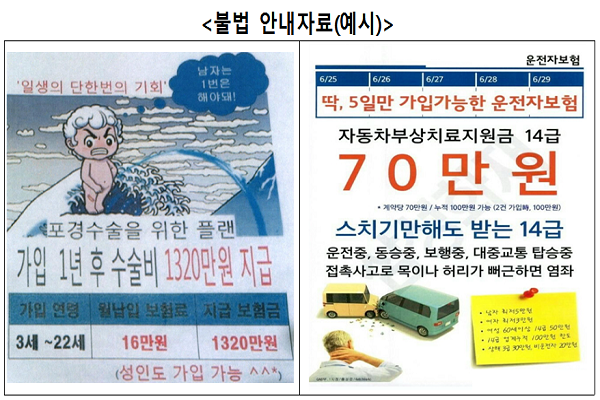 불법 안내자료 예시(출처: 금감원)