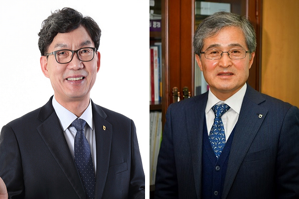 연임이 결정된 이대훈 농협은행장(왼쪽)과 홍재은 신임 농협생명 대표. 