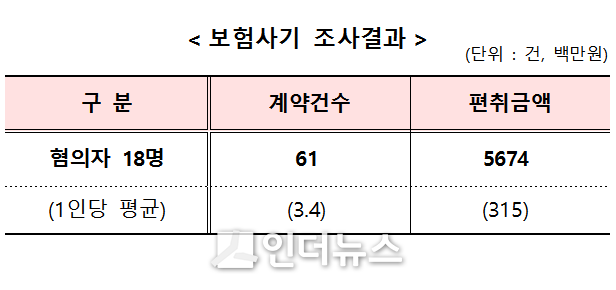 보험사기 조사결과(출처: 금감원)
