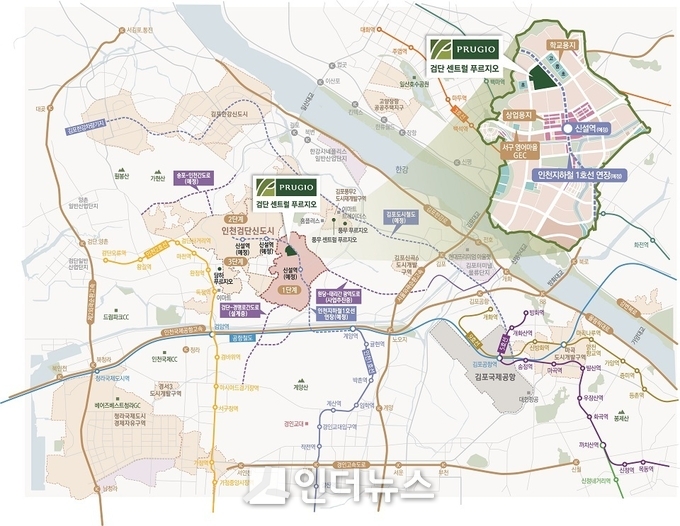 인천검단 광역 위치도. Image @ 대우건설