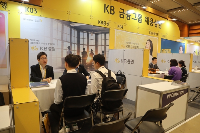 특성화고 학생들이 KB금융그룹 채용상담에서 취업 상담을 받고 있다. Photo ⓒ 인더뉴스 | 박민지 기자