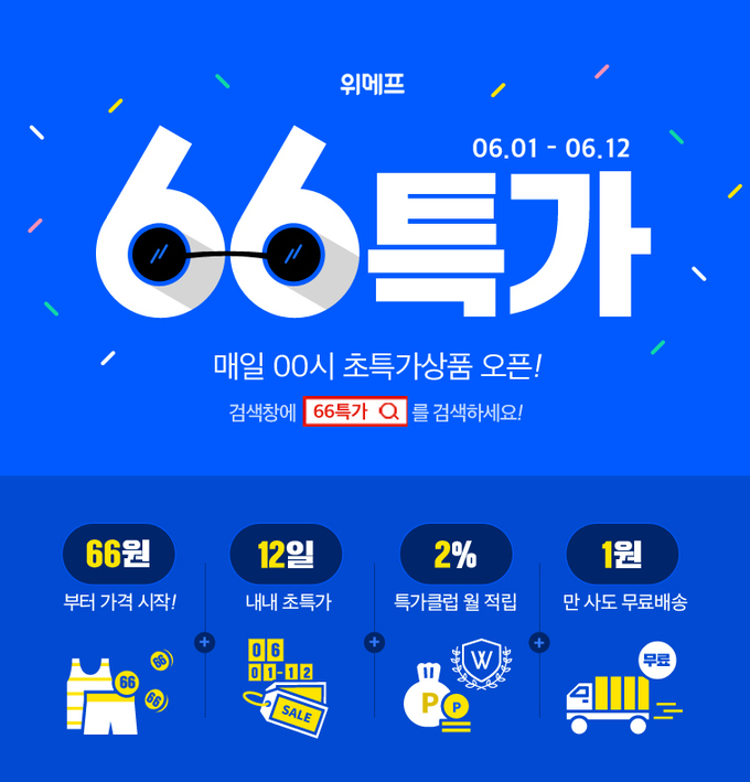 위메프가 ‘66특가’ 12일까지 열고 최대 40%까지 할인한 상품을 판매할 예정이다. Image @ 위메프 
