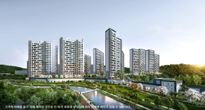판교 대장지구 제일풍경채 A5 블록 투시도. Image @ 제일건설