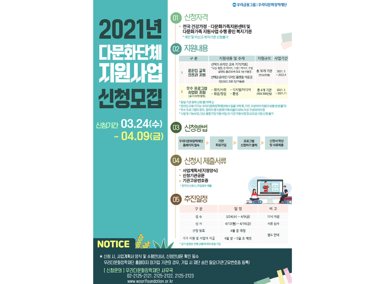 2021년 다문화단체 지원사업 신청모집. 이미지ㅣ우리금융그룹 우리다문화장학재단