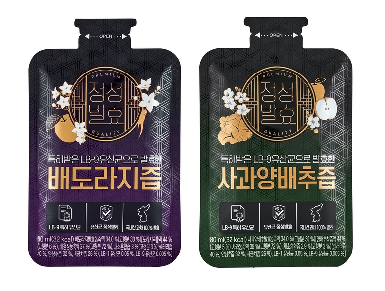롯데칠성음료가 발효즙 ‘정성(精誠)발효 배도라지즙·사과양배추즙’ 2종을 출시했다고 30일 밝혔습니다. 사진ㅣ롯데칠성음료