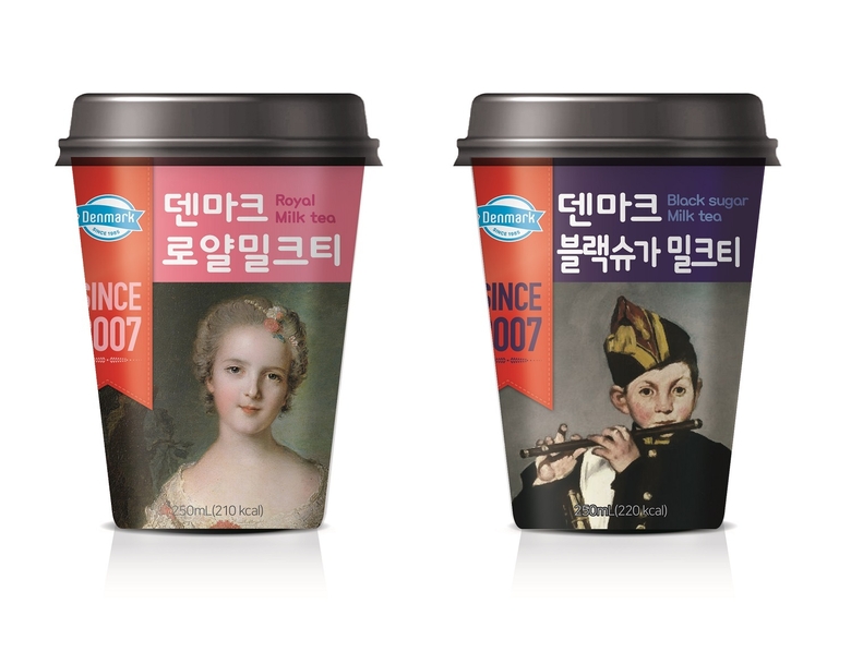 세계 고전 명화가 그려진 ‘덴마크 명화 밀크티’ 2종. 사진ㅣ동원F&B