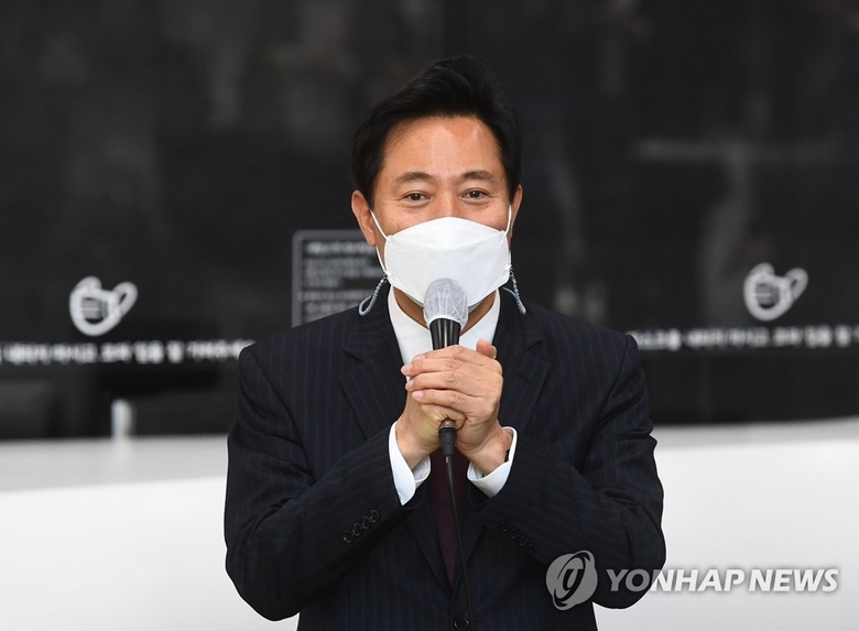 당선 소감 밝히는 오세훈 서울시장. 사진ㅣ연합뉴스