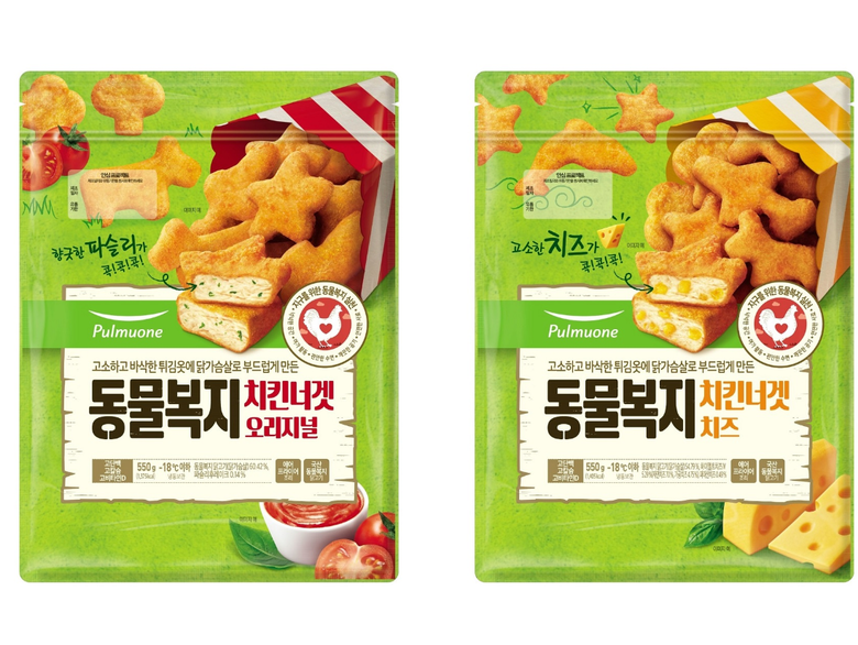 풀무원식품이 동물복지 축산물 인증을 마친 닭고기만을 사용한 프리미엄 냉동 HMR ’동물복지 치킨너겟’ 2종을 출시했습니다. 이미지ㅣ풀무원식품