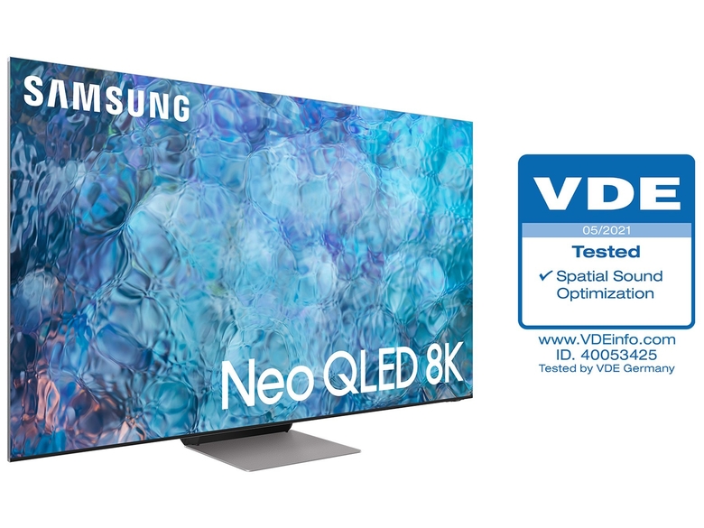 삼성 Neo QLED 제품 이미지와 VDE 인증 로고. 사진ㅣ삼성전자