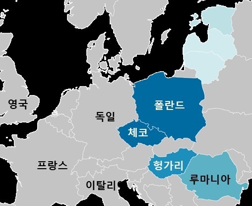 오피스의 코로나19 임상 대상국가 시뮬레이션 결과(진한 색일수록 속도 및 적합도가 높음. 사진ㅣ셀리버리