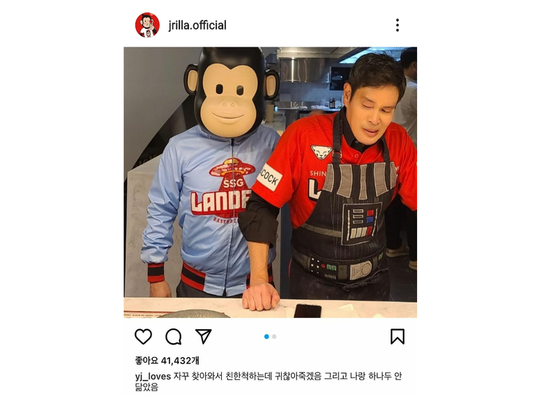 정용진 신세계그룹 부회장((오른쪽))과 제이릴라 캐릭터(왼쪽). 사진ㅣ제이릴리 인스타그램