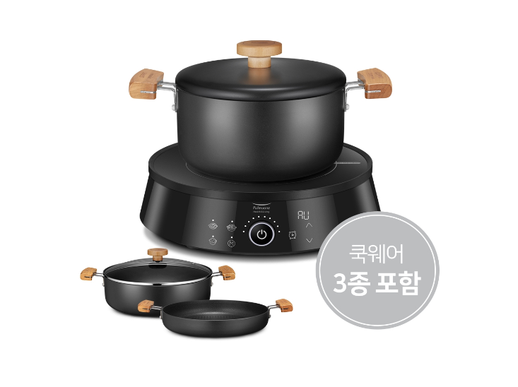 인덕션 1구와 전용 쿡웨어 3종(라이스팟, 그릴팬, 전골냄비)이 한 세트로 구성되어 있습니다. 사진ㅣ풀무원