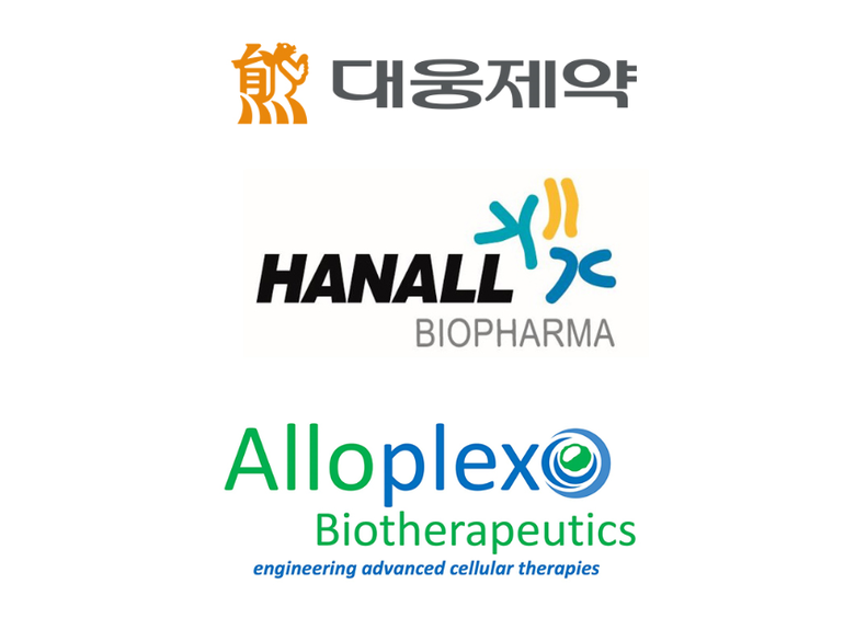 위에서부터 대웅제약, 한올바이오파마, 알로플렉스사 기업 로고. 이미지ㅣ대웅제약