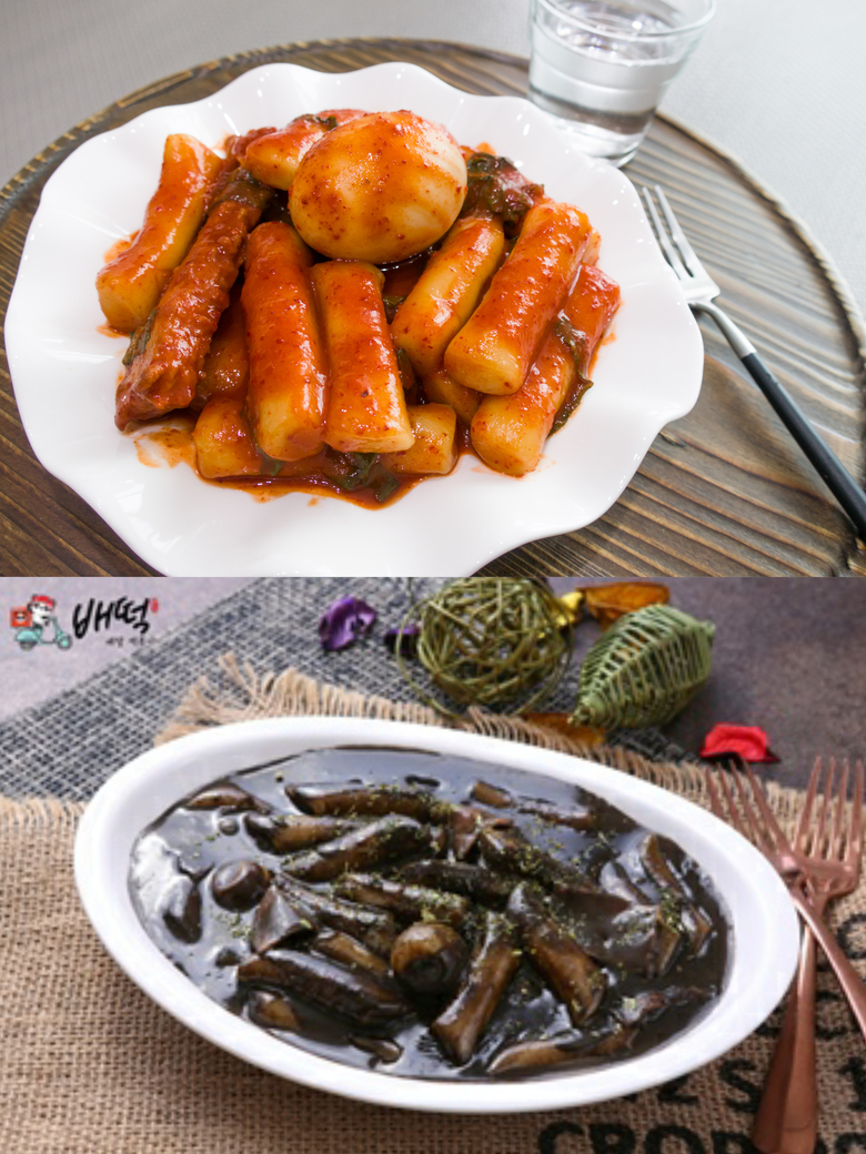 익숙한 색깔의 빨간 떡볶이(위)와 배떡의 블랙로제떡볶이(아래). 사진ㅣ게티이미지뱅크·배떡