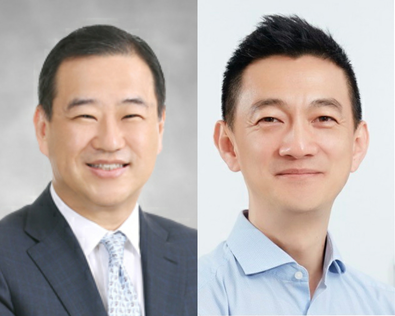 김상현 롯데 유통군 총괄대표 부회장(왼쪽)과 안세진 롯데 호텔군 총괄대표 사장(오른쪽). 사진ㅣ롯데지주