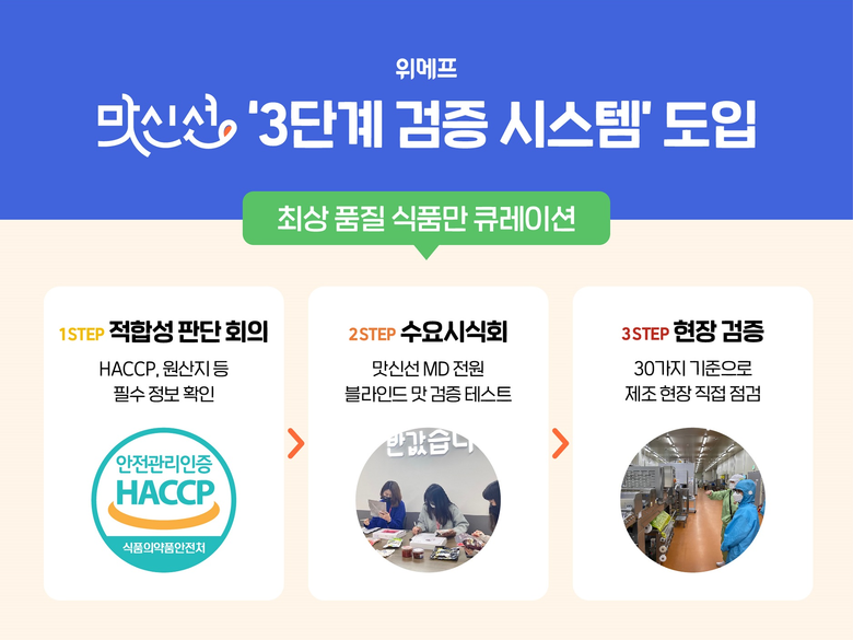 위메프 맛신선, '3단계 검증 시스템' 도입. 이미지ㅣ위메프