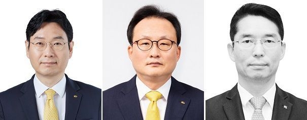 왼쪽부터 이창권 신임 KB국민카드 대표이사 후보, 이환주 신임 KB생명보험 대표이사 후보, 허상철 신임 KB저축은행 대표이사 후보 사진|KB금융지주