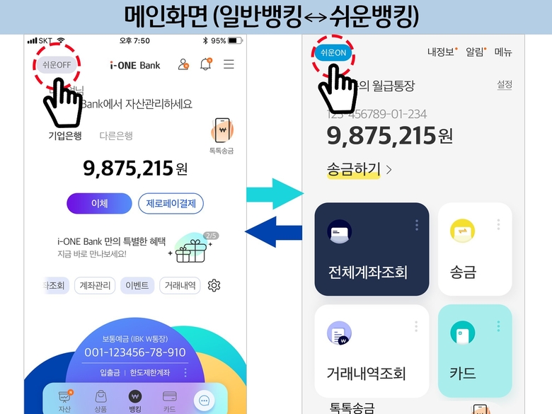 IBK기업은행의 고령층 고객용 ‘쉬운뱅킹’ 서비스. 이미지|IBK기업은행