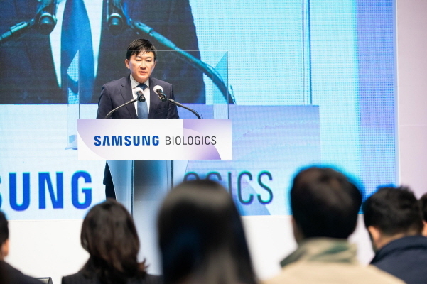 존림 삼성바오로직스 대표이사가 29일 제11기 삼성바이오로직스 정기 주총에서 인사말을 하고 있다. 사진│삼성바이오로직스