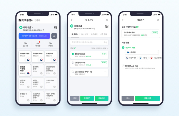 네이버 전자증명서 서비스. 사진│네이버