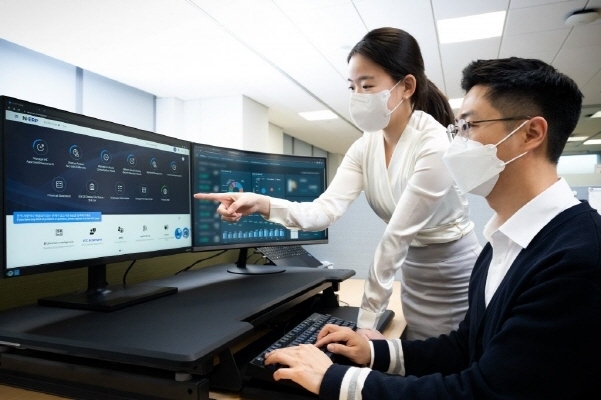 삼성전자 임직원들이 새로운 비즈니스 플랫폼인 ‘N-ERP’를 사용하고 있다. 사진│삼성전자
