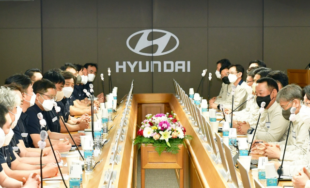 현대자동차 노사가 울산공장 본관에서 올해 임금협상 교섭을 진행하는 모습. 사진| 현대차 