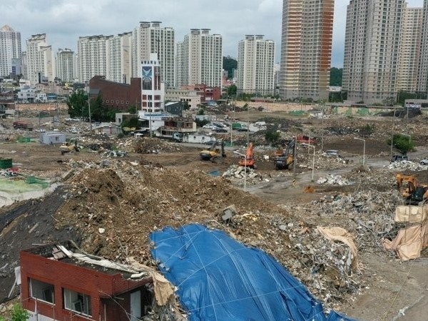 광주 학동 재개발 4구역 내 철거건물 붕괴사고 당시 현장. 사진ㅣ연합뉴스