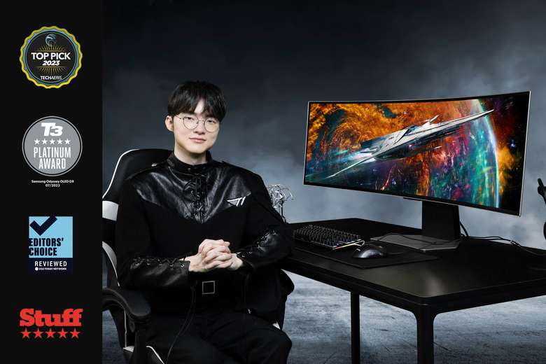 삼성전자는 오디세이 OLED G9이 미국과 영국에서 호평을 받았다고 밝혔다. T1 '페이커' 이상혁 선수. 사진|삼성 