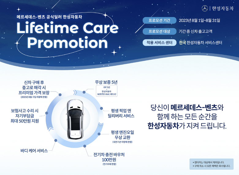 한성자동차가 '평생 케어 패키지' 프로모션을 연장한다. 사진ㅣ한성자동차