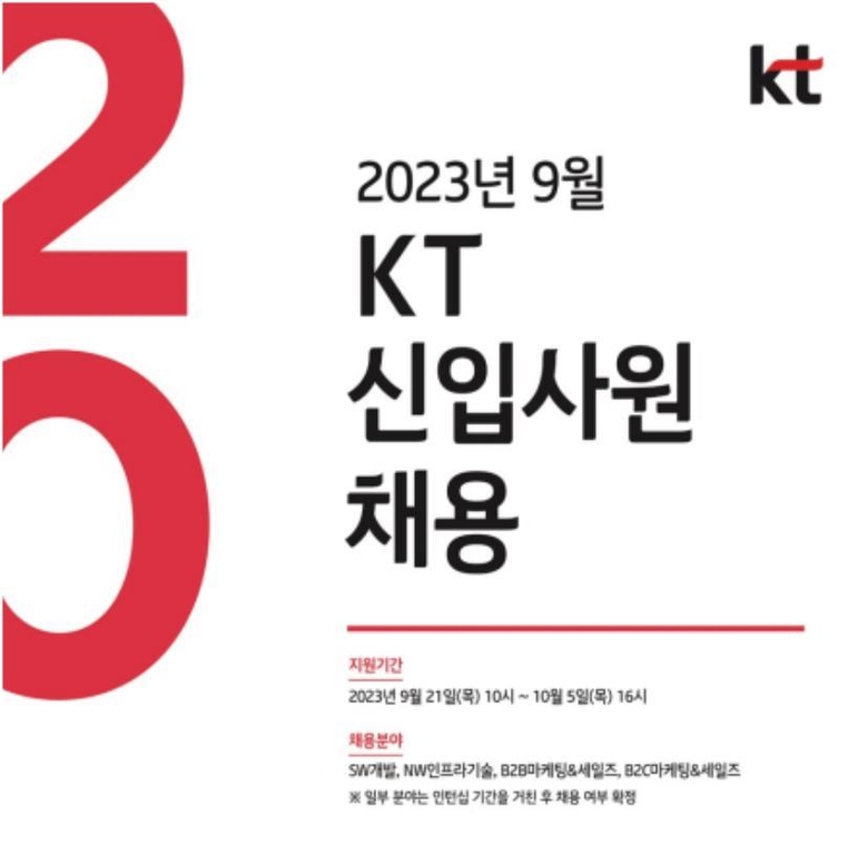 KT가 내달 5일까지 신입사원 채용을 진행한다. 이미지|KT