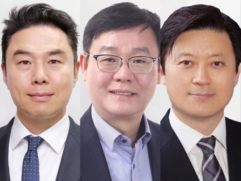 (왼쪽부터)정지영 현대백화점 대표이사(내정) 사장, 한광영 현대홈쇼핑 대표이사(내정) 부사장, 정백재 현대L&C 대표이사(내정) 전무. 사진ㅣ현대백화점그룹