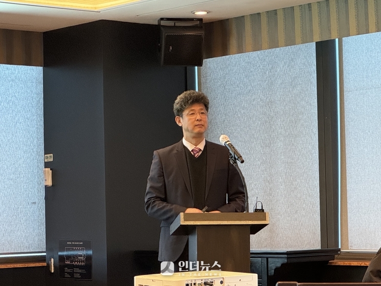 김명한 케이엔알시스템 대표가 IPO 기자간담회를 진행하고 있다. 사진|인더뉴스