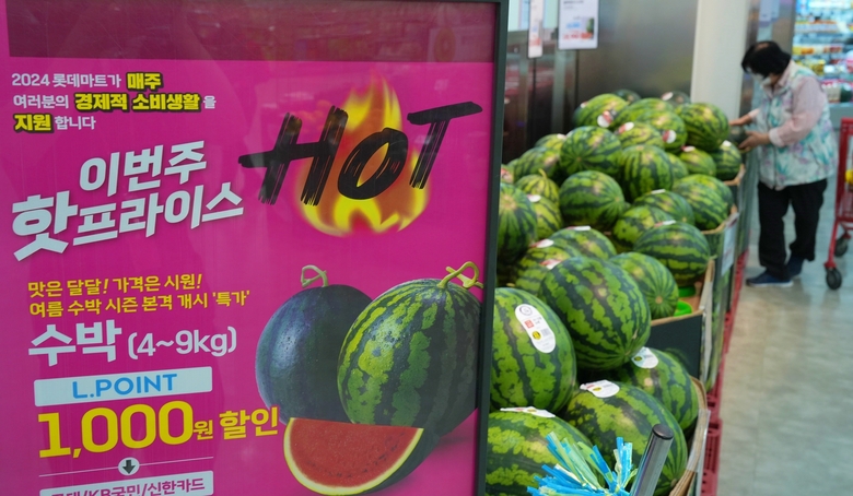 롯데마트 제타플렉스 서울역점에서 핫프라이스 상품을 보고 있는 고객. 사진ㅣ롯데쇼핑