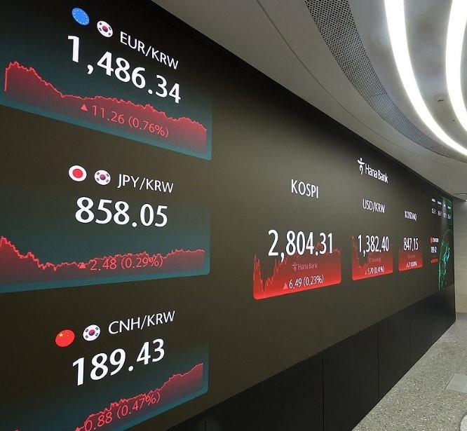 서울 중구 하나은행 본점 딜링룸 사진|연합뉴스
