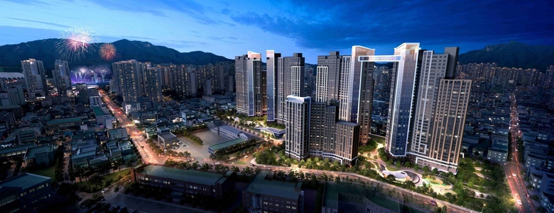 부산시 동래구 사직2구역 재개발사업 단지 조감도. 사진ㅣ삼성물산