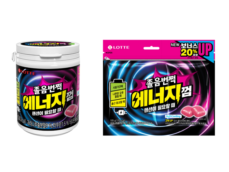 졸음번쩍 에너지껌 2종 제품. 이미지ㅣ롯데웰푸드