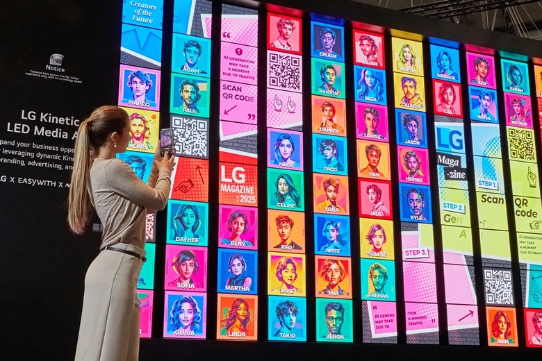 ISE 2025, 생성형 AI 기술이 적용된 ‘키네틱 LED’. 사진|LG전자
