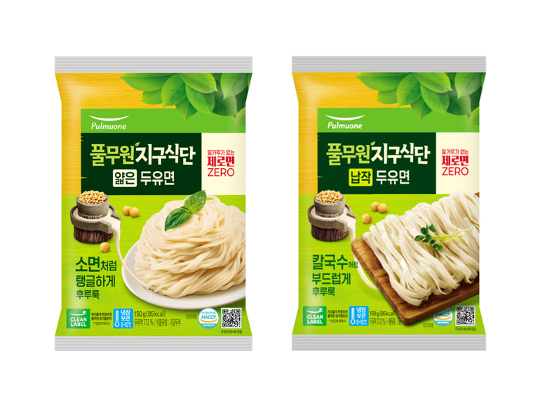 풀무원지구식단 ‘두유면’ 2종(얇은 두유면·납작 두유면). 이미지ㅣ풀무원