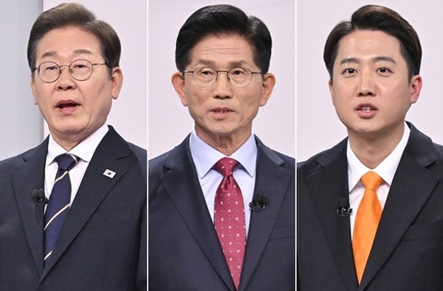 (좌) 이재명 더불어민주당 대선 후보, 김문수 국민의힘 대선 후보, 이준석 개혁신당 대선 후보. 사진|연합뉴스.