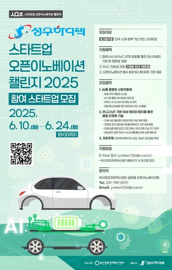 성우하이텍×스타트업 오픈이노베이션 챌린지 2025 웹포스터. 이미지ㅣ부산창조경제혁신센터