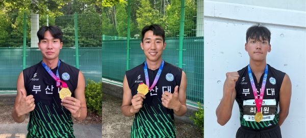 부산대 육상팀-왼쪽부터 이현우 박용배 최지원 선수. 사진ㅣ부산대학교 